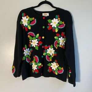 Talbots Fruit Print Cardigan